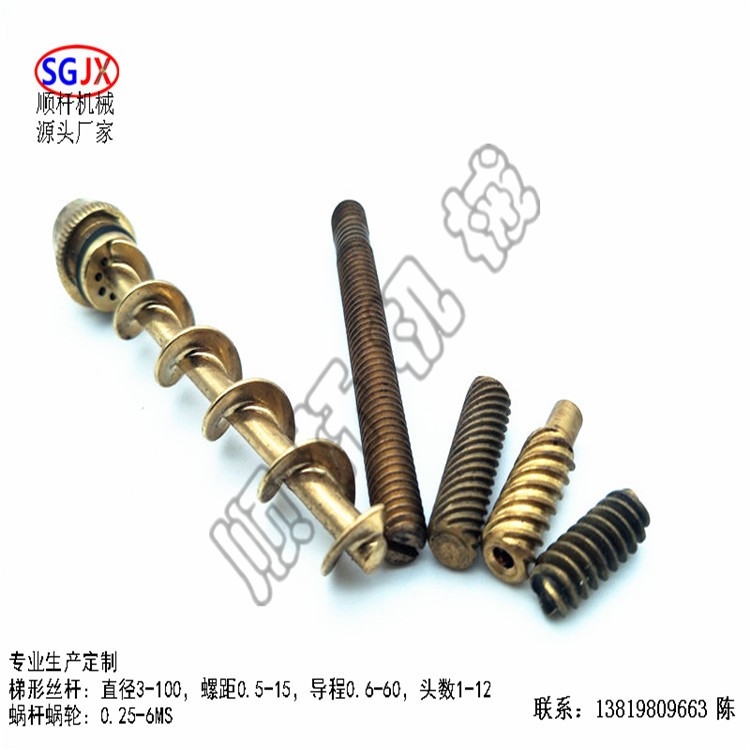 黃銅單頭多頭蝸（wō）杆 0.25-6模數 電機專（zhuān）用蝸杆齒輪  非（fēi）標生產加工